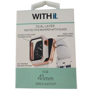 Apple Watch Cover 41MM Rose/White WITH it Dual Layer‎ Bumper Protection & Glass